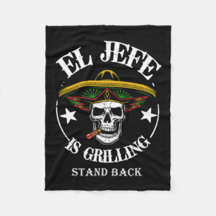 El Jefe Byrbecue Stand Byck Funny Mexican Dad Play Fleece Blanket