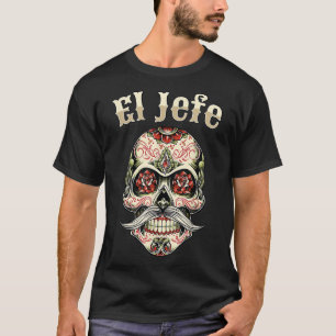 El Jefe Sugar Skull Apparel, Men Mexican Dia De Lo T-Shirt