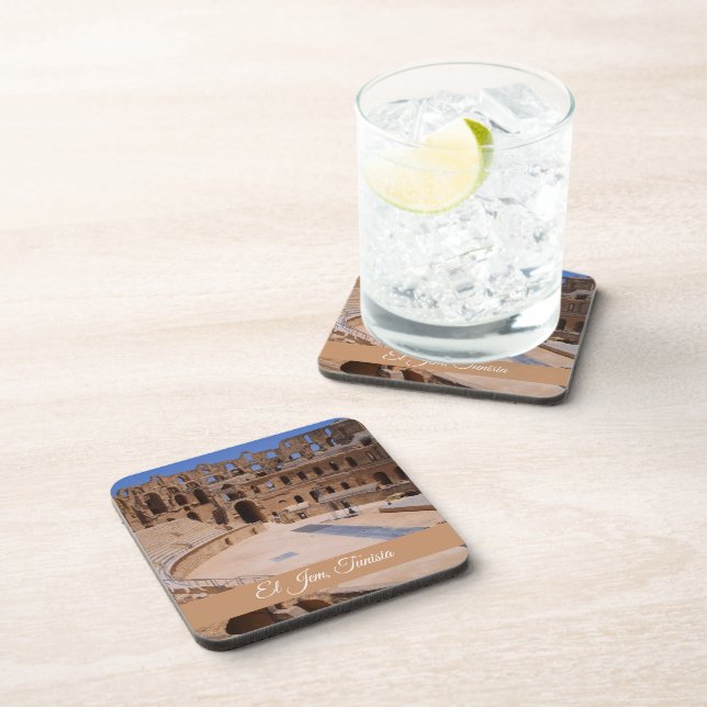 El Jem Gladiator Colosseum Tunisia Travel Souvenir Beverage Coaster (Right Side)