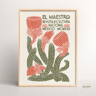 El Maestro Vintage Mexican Cultural Magazine Cover Poster
