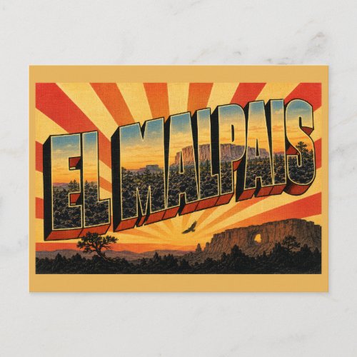 El Malpais New Mexico Volcanic Lava Bluffs Art Postcard