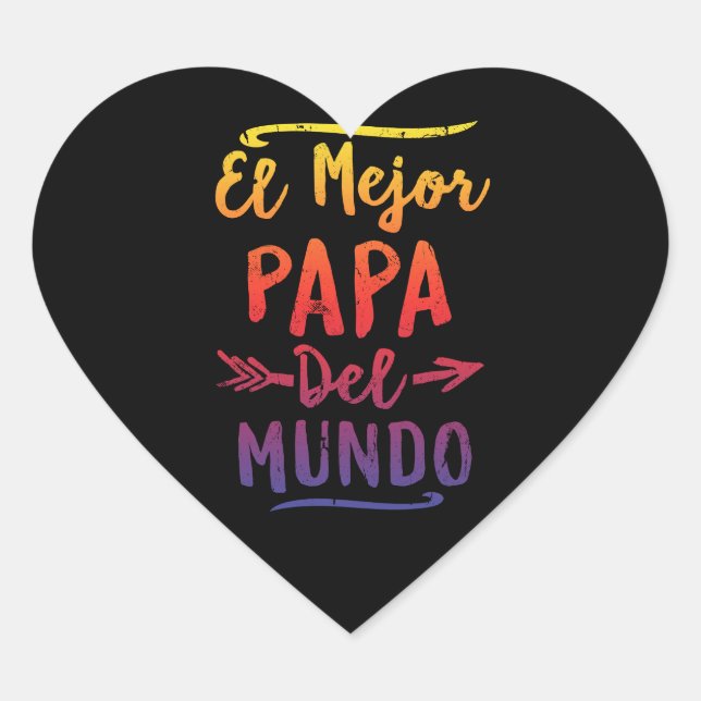 El Mejor Papa Del Mundo Dad Fathers Day Heart Sticker (Front)