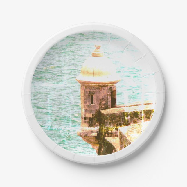 El Morro: Puerto Rico Party Theme Paper Plates (Front)