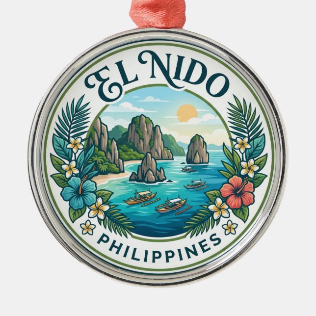 El Nido Philippines Metal Ornament (Front)