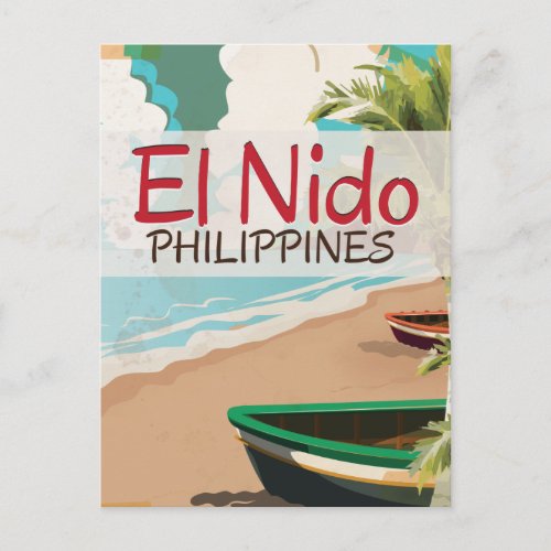 El Nido Philippines vintage travel poster Postcard