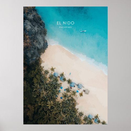 El Nido the Philippines Travel Illustration Poster