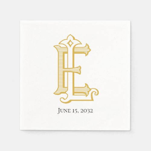 EL or LE monogram antique vintage in gold Napkins