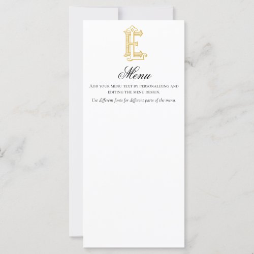 EL or LE monogram antique vintage menu card gold