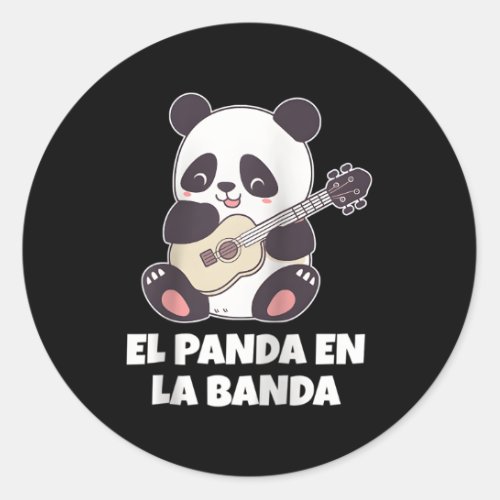 El Panda En La Banda Spanish Panda Bear Ukulele Ba Classic Round Sticker