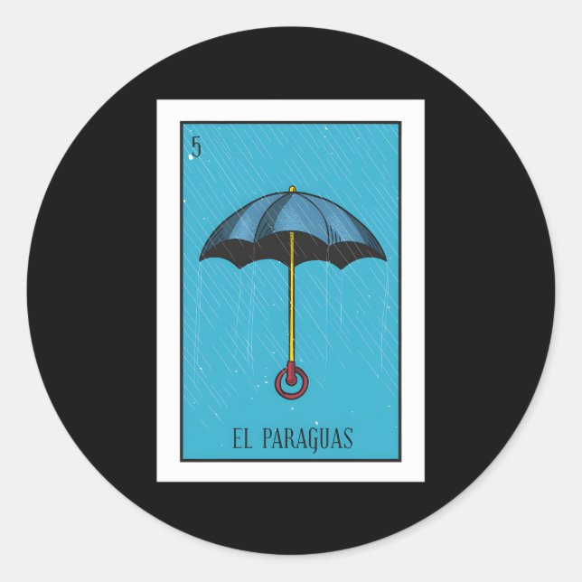 El Paraguas Lottery The Umbrella Card Mexican Lott Classic Round Sticker (Front)