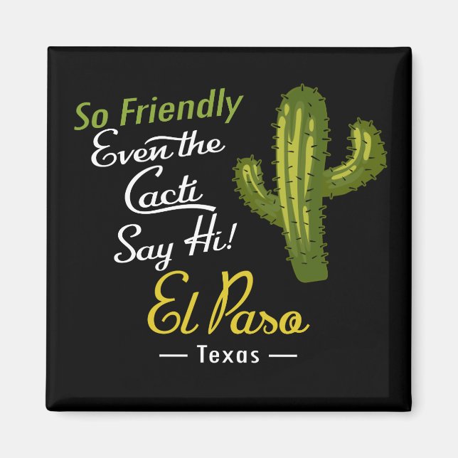 El Paso Cactus Funny Retro Magnet (Front)
