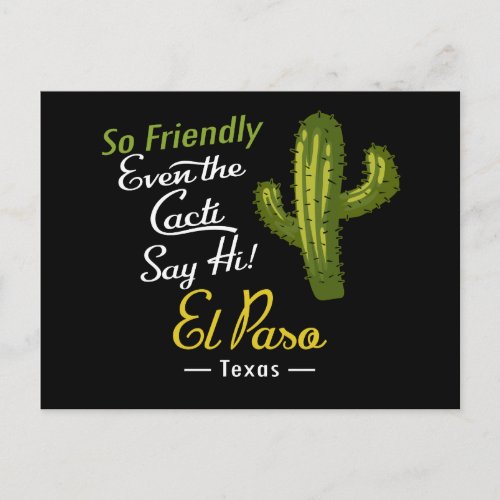 El Paso Cactus Funny Retro Postcard