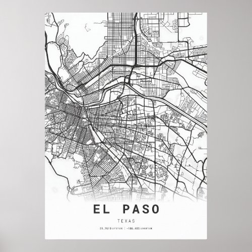 El Paso City Map Poster