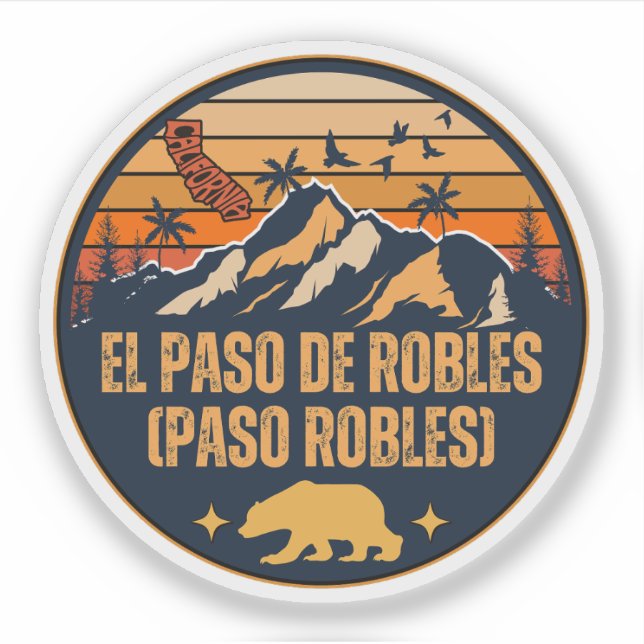 El Paso de Robles (Paso Robles), California Sticker (Front)