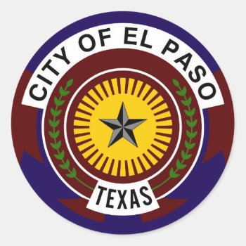 El Paso Flag United States America Symbol Texas Classic Round Sticker by tony4urban at Zazzle