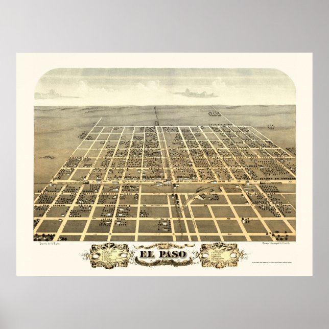 El Paso, IL Panoramic Map - 1869 Poster (Front)