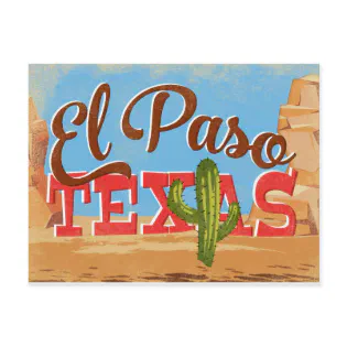 El Paso Postcard Texas Cartoon Desert Vintage