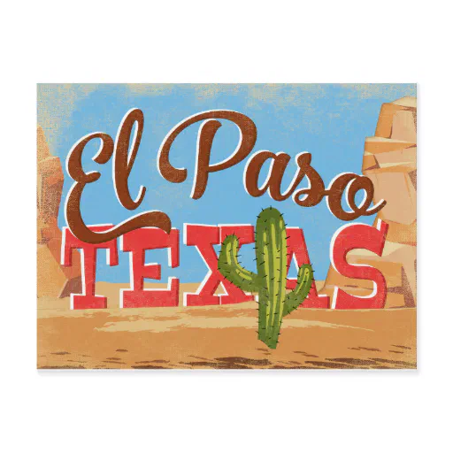 El Paso Postcard Texas Cartoon Desert Vintage