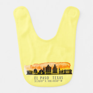 El Paso Skyline Latitude and Longitude Baby Bib