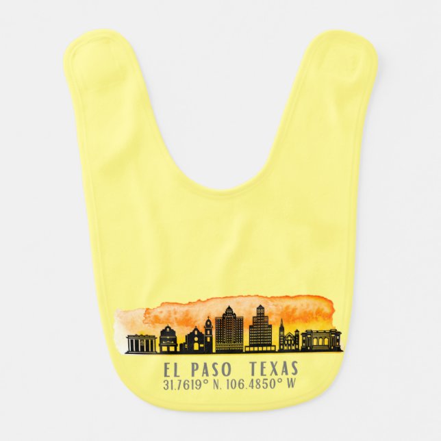 El Paso Skyline Latitude and Longitude  Baby Bib (Front)