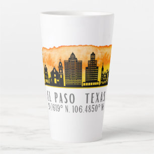 El Paso Skyline Latitude and Longitude Latte Mug