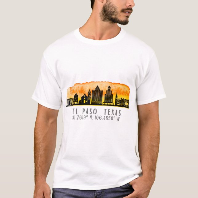 El Paso Skyline Latitude and Longitude  Latte  T-Shirt (Front)