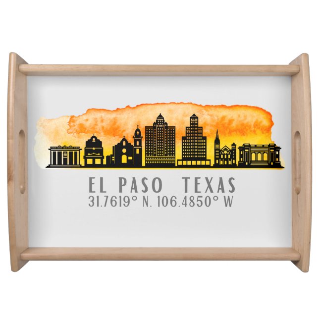 El Paso Skyline Latitude and Longitude  Serving Tray (Front)