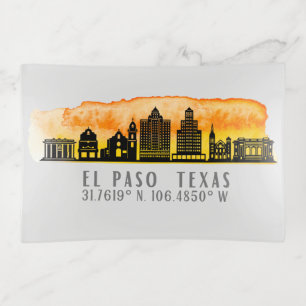 El Paso Skyline Latitude and Longitude Trinket Tray