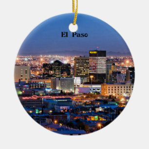 El Paso, Texas at Night Ceramic Ornament
