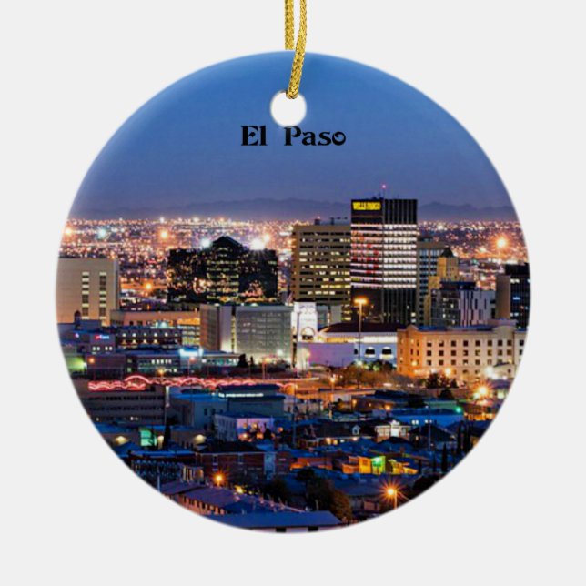 El Paso, Texas at Night  Ceramic Ornament (Front)