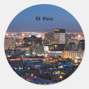 El Paso, Texas at Night Classic Round Sticker