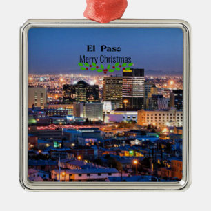 El Paso, Texas at Night Metal Ornament