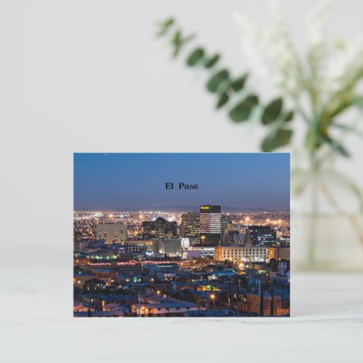 El Paso, Texas at Night Postcard Zazzle