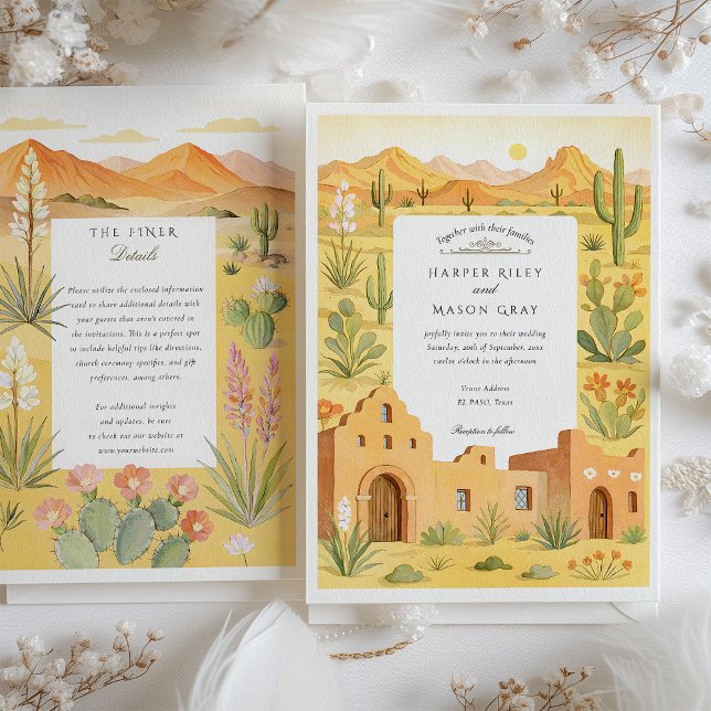 El Paso Texas Cactus & Adobe House Wedding Invitation (Creator Uploaded)
