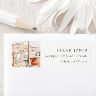 El Paso Texas City Scape Watercolor Address Label