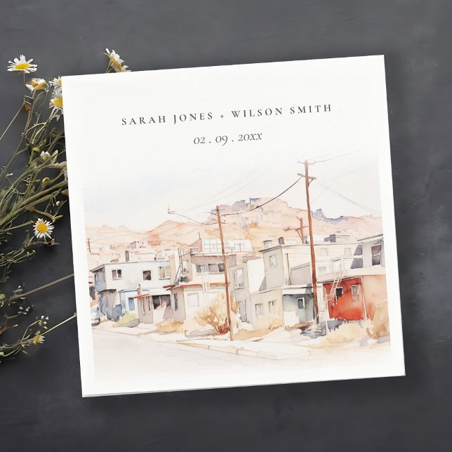 El Paso Texas City Scape Watercolor Wedding Napkins (Creator Uploaded)