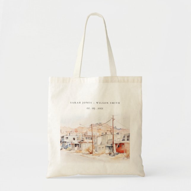 El Paso Texas City Scape Watercolor Wedding Tote Bag (Front)