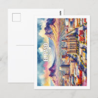 El Paso Texas Famous Travel Places watercolor