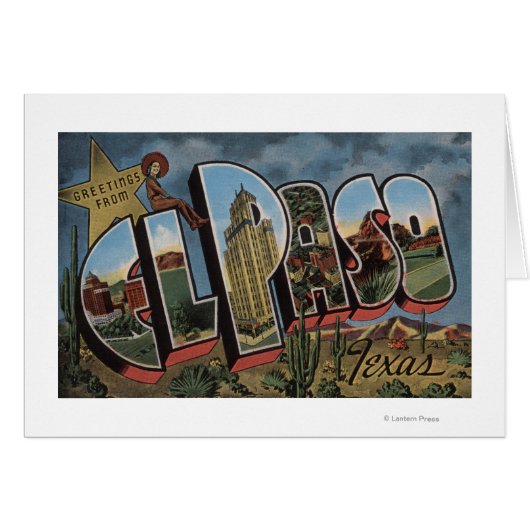 El Paso, Texas - Large Letter Scenes Cards (Front Horizontal)