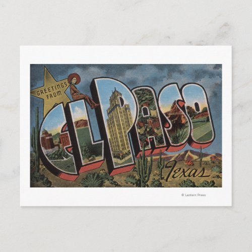 El Paso Texas _ Large Letter Scenes Postcard