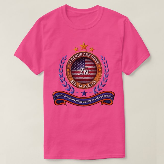 El Paso Texas Legends And Usa Flag T-Shirt (Design Front)