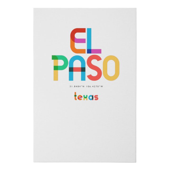 El Paso Texas Mid Century, Pop Art, Faux Canvas Print (Front)