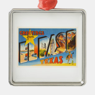 El Paso Texas TX Old Vintage Travel Souvenir Metal Ornament