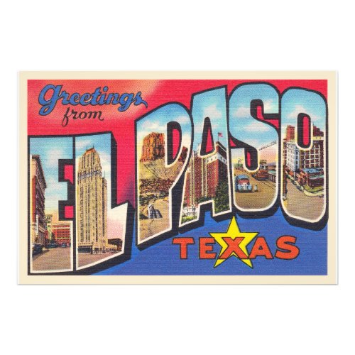 El Paso Texas TX Vintage Large Letter Postcard Photo Print