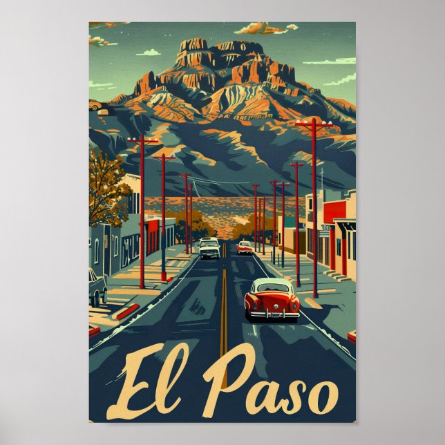 El Paso Texas USA Famous Travel Place Poster (Front)