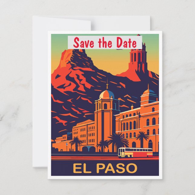 El Paso Texas Vintage Wedding Invitation (Front)
