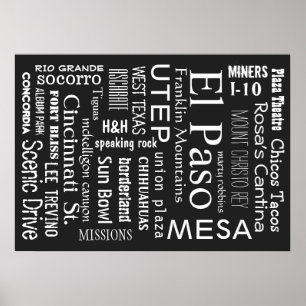 El Paso TX landmarks Poster