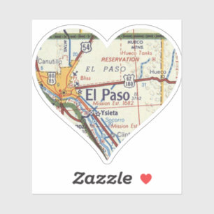 El Paso TX Retro Map Sticker