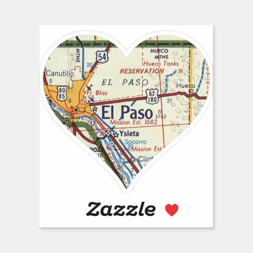 El Paso TX Retro Map Sticker