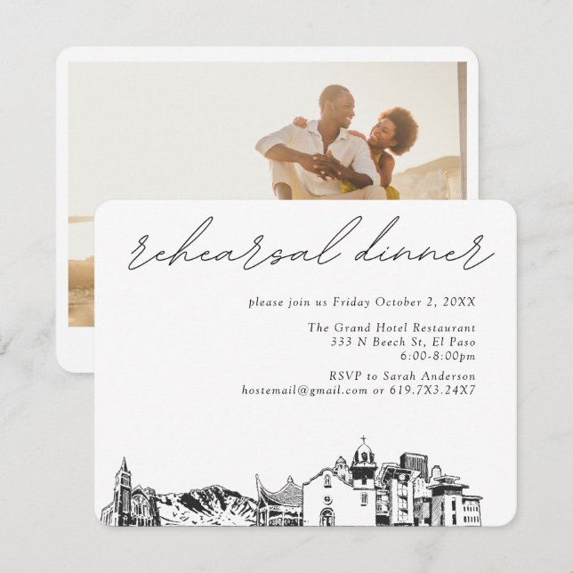 El Paso Wedding Elegant Rehearsal Dinner Enclosure Card (Front/Back)